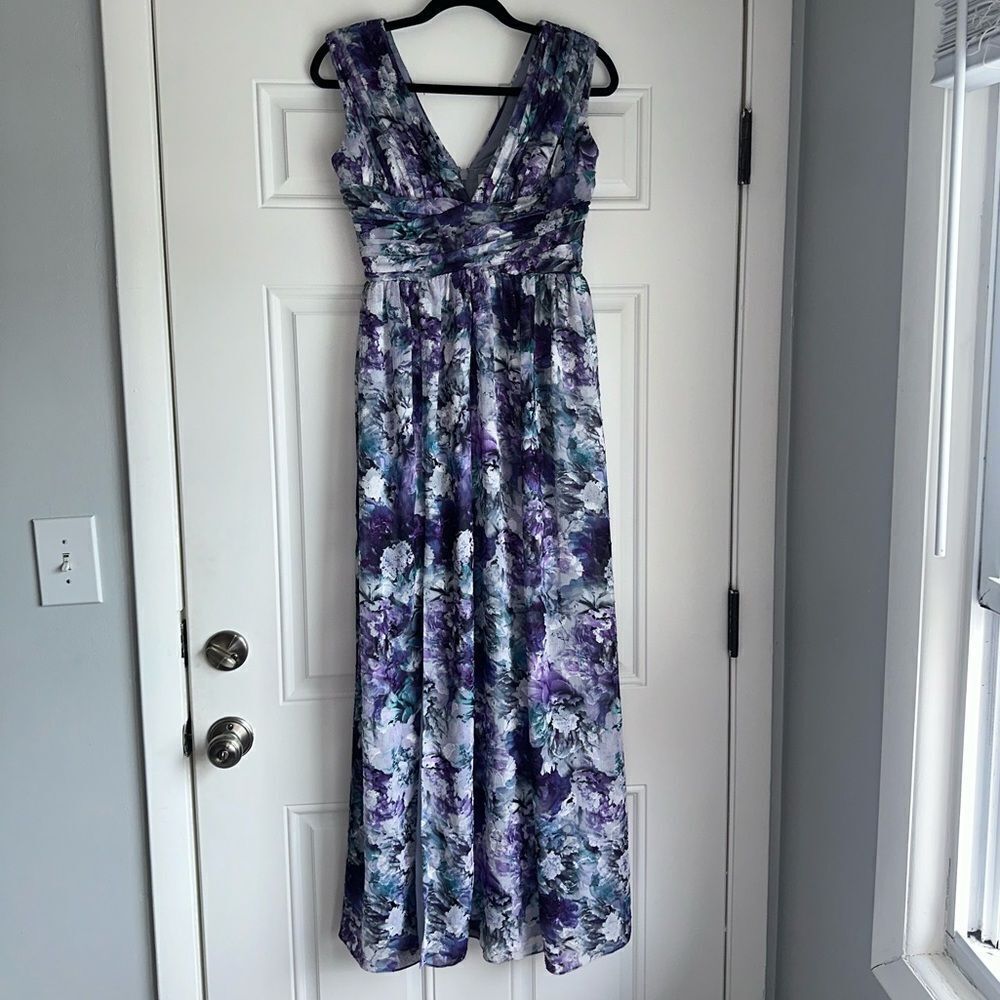 DRESS THE POPULATION SIZE S Jaclyn Pleated Floral Print A-Line Gown SIZE S MAXI - Picture 6 of 6